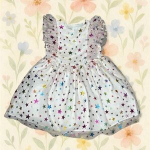 Pippa & Julie Star Tulle Dress 2T Girls Birthday Party Rainbow Foil Flutter